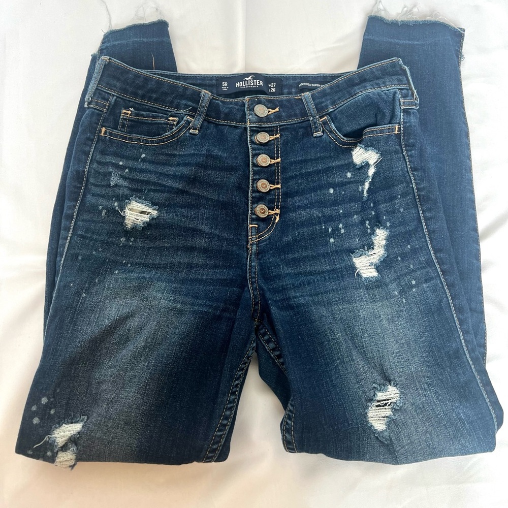Hollister Women's Acid Wash Button-Fly Skinny Jeans